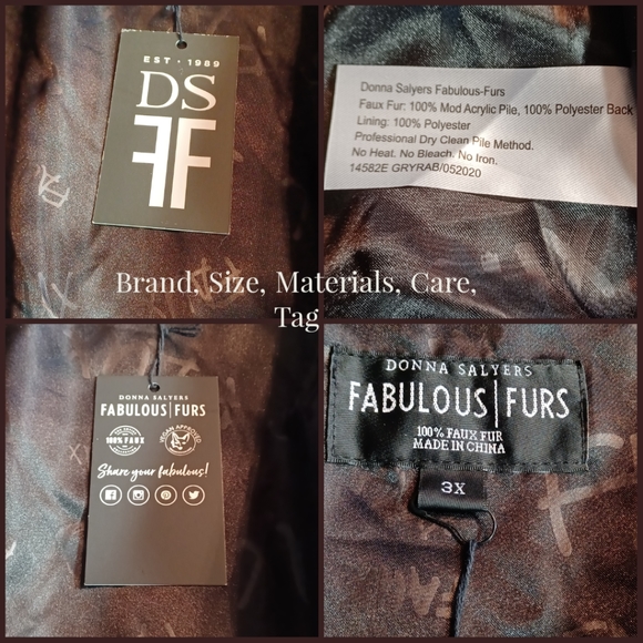 DONNA SALYERS FABULOUS FURS FAUX FUR COAT SIZE 3X NWT - Picture 4 of 15